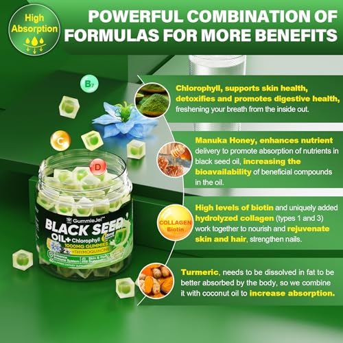 Sugar Free Black Seed Oil Filled Gummies & Chlorophyll, with Hydrolyzed Collagen EnvyCureBuy Supplements Australia