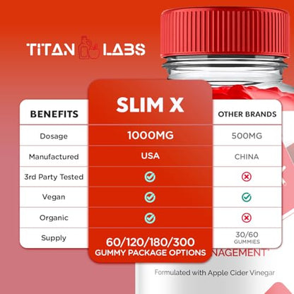 (2 Pack) SlimX Keto ACV Gummies, SlimX Keto ACV Advanced Weight Loss 1000MG Apple Titan LabsBuy Supplements Australia