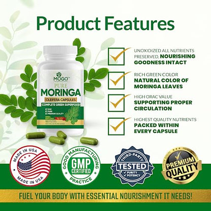 MOGO Moringa Oleifera Capsules | 100% Pure Single Origin Moringa Leaf Powder Supplement MOGOBuy Supplements Australia