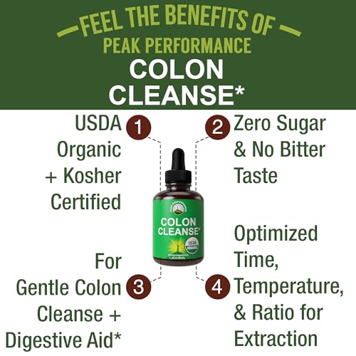 USDA Organic Colon Cleanse Liquid Drops. Vegan, Kosher Colon Cleanser & Detox Supplement Peak PerformanceBuy Supplements Australia