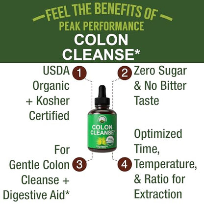 USDA Organic Colon Cleanse Liquid Drops. Vegan, Kosher Colon Cleanser & Detox Supplement Peak PerformanceBuy Supplements Australia
