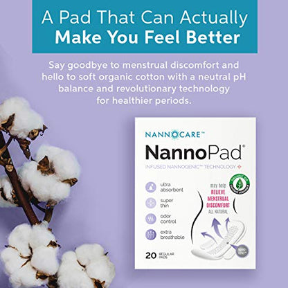 NannoPad Regular Pads for Women - Nannocare Certified Organic Cotton Pads - Pads with Wings NannoPadBuy Supplements Australia