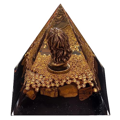 FENGSHUI-CAISHEN Mini Jesus Figurine in Healing Crystal Orgone Pyramid - Obsidian Tiger's Eye FENGSHUI-CAISHENBuy Supplements Australia