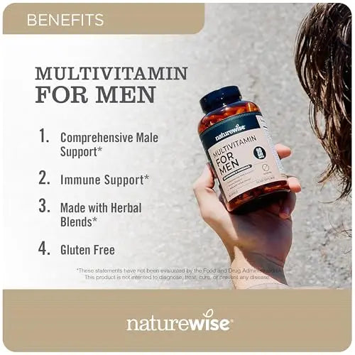 NatureWise Multivitamin for Men - Daily Male Support - Minerals & Herbs for Energy, Performance, Immunity - with Vitamin A, C, D, B-Complex NatureWiseBuy Supplements Australia