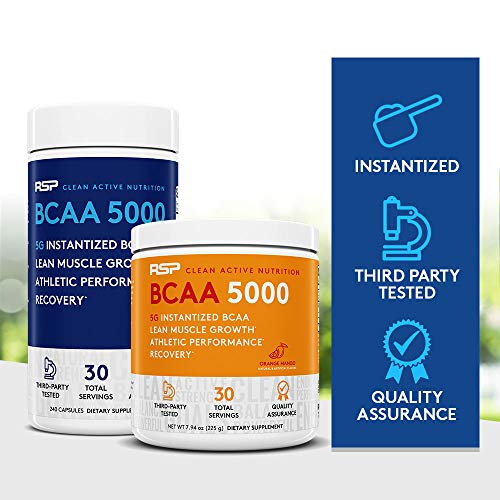 RSP BCAA 5000 (30 Serv), Premium BCAA Capsules for Post Workout Muscle Recovery, Endurance & Energy, 5g of Essential Branched Chain Amino Acids Per Serving (Packaging May Vary)
