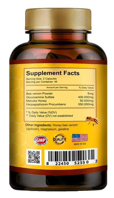 VITAMISAN Premium Natural Bee Venom with glucosamine sulfate Veneno Abeja 90 Capsulas Apitoxin Manuka Honey Dietary Supplement VITAMISANBuy Supplements Australia