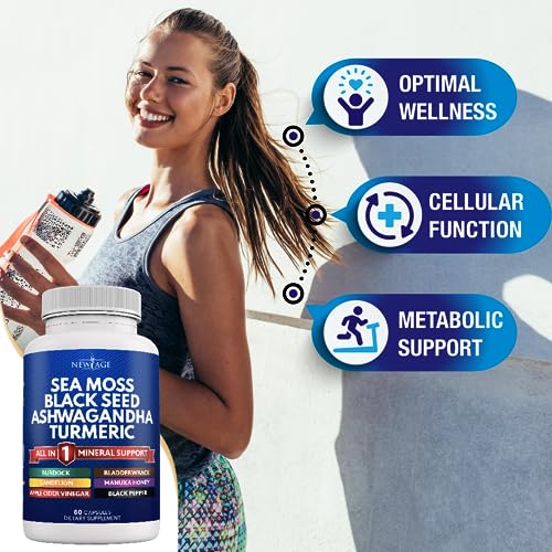 Silica Sea Moss 3000mg Black Seed Oil 2000mg Ashwagandha 1000mg Turmeric 1000mg NEW AGEBuy Supplements Australia