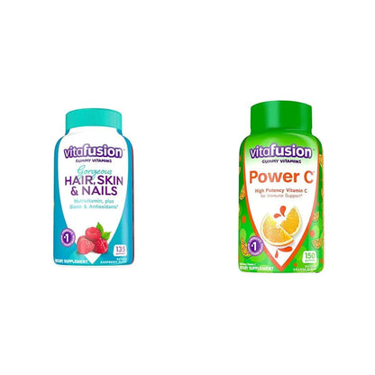 Vitafusion Gorgeous Hair, Skin & Nails Multivitamin Plus Power C Vitamin C Gummies for Immune Support Bundle, 135ct & 150 Count VitafusionBuy Supplements Australia