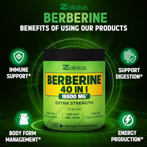 Zolotus 18800mg Berberine Supplement 40 in 1, with Sea Moss, Cinnamon, Milk Thistle ZolotusBuy Supplements Australia