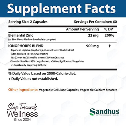Sandhu's BioZnq 900mg Vegetarian Capsules Zinc Supplement with Quercetin Sandhu'sBuy Supplements Australia