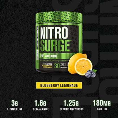 NITROSURGE Pre Workout Supplement - Endless Energy, Instant Strength Gains Jacked FactoryBuy Supplements Australia