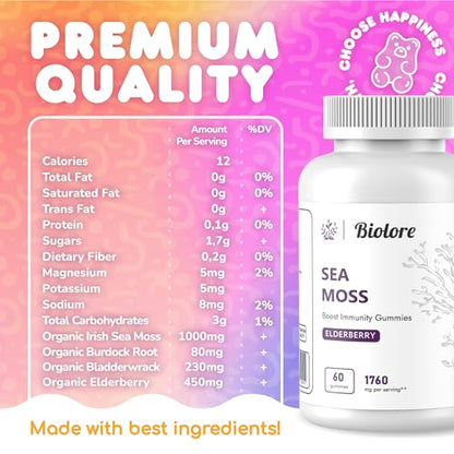 Biolore Sea Moss Gummies with Elderberry, Contains Irish Sea Moss, Organic Extract BioloreBuy Supplements Australia