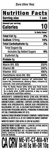 Monster Energy Zero Ultra, Sugar Free Energy Drink, 16 Ounce (Pack of 15) Monster EnergyBuy Supplements Australia