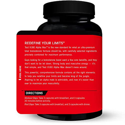 FORCE FACTOR Test X180 Alpha Max, 2-Pack, Total Testosterone and Nitric Oxide Booster for Men with Fenugreek Seed & Tribulus to Increase Blood Flow & Improve Male Athletic Performance, 360 Capsules