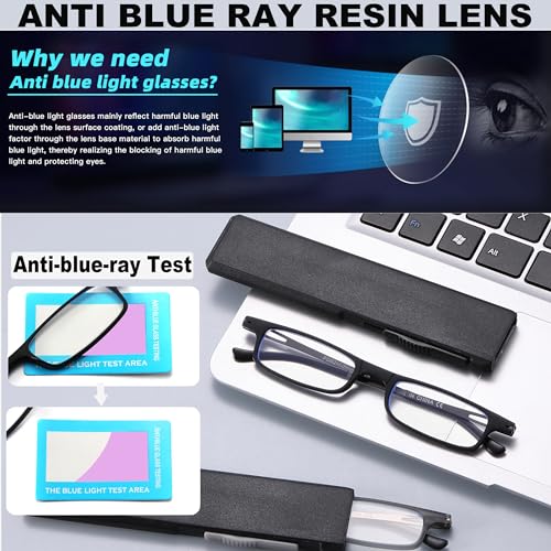 TOVEEN 2 Pack Compact Reading Glasses Anti Blue Light UV, Ultra-thin Slim TR90 Readers TOVEENBuy Supplements Australia