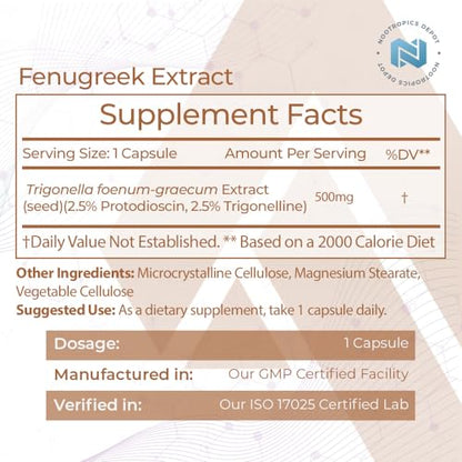 Nootropics Depot Fenugreek Extract Capsules | 500mg | 60 ct | 2.5% Trigonelline Nootropics DepotBuy Supplements Australia