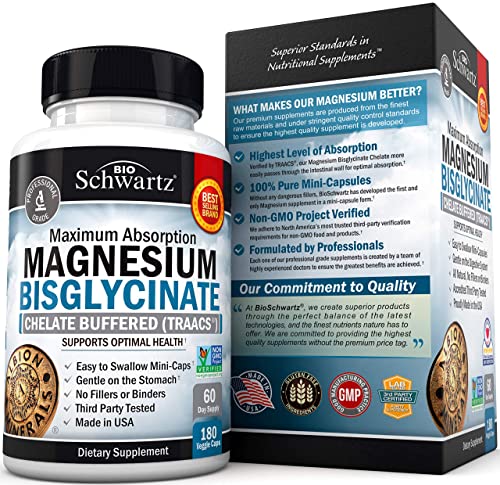 Magnesium Bisglycinate 100% Chelate No-Laxative Effect - Maximum Absorption BioSchwartzBuy Supplements Australia