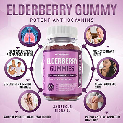 Premium Elderberry Gummies - Sambucus Elderberry Gummies for Adults - Black Elderber Purely OptimalBuy Supplements Australia