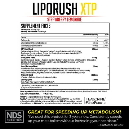 LIPORUSH NDS Nutrition XTP Thermogenic Fat Burner with L-Carnitine - Energy LIPORUSHBuy Supplements Australia