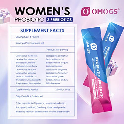 OMOGS Women's Probiotic,120-Billion-CFUs, 18 Strains, with 3 Prebiotics and Cranberry OMOGSBuy Supplements Australia