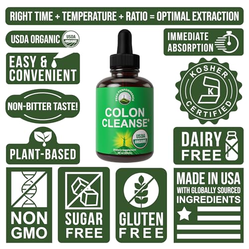 USDA Organic Colon Cleanse Liquid Drops. Vegan, Kosher Colon Cleanser & Detox Supplement Peak PerformanceBuy Supplements Australia