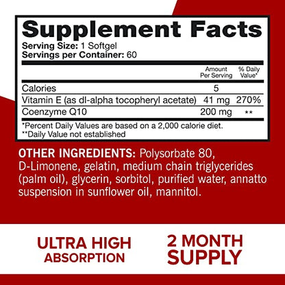 Qunol CoQ10 200mg Softgels, Ultra CoQ10 - Ultra High Absorption Coenzyme Q10 Supplem QunolBuy Supplements Australia