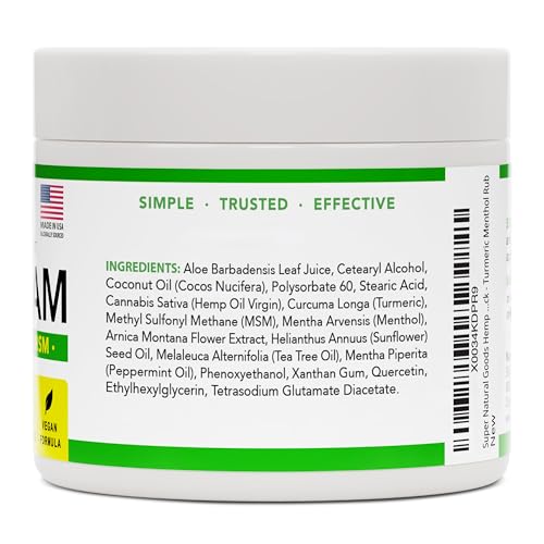 Super Natural Goods Hemp Cream with Hemp Oil, Turmeric, Arnica & Menthol – Botanical Cream with a Cooling Sensation for Localized Application (8oz) Super Natural GoodsBuy Supplements Australia