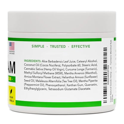 Super Natural Goods Hemp Cream with Hemp Oil, Turmeric, Arnica & Menthol – Botanical Cream with a Cooling Sensation for Localized Application (8oz) Super Natural GoodsBuy Supplements Australia