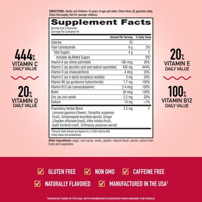 Airborne 400mg Vitamin C Gummies for Adults & Children, Immune Essentials Daily Immune Support Supplement with Vitamins C & E - Orchard Fruit Flavor, 132 Gummies (Pack of 2) AirborneBuy Supplements Australia