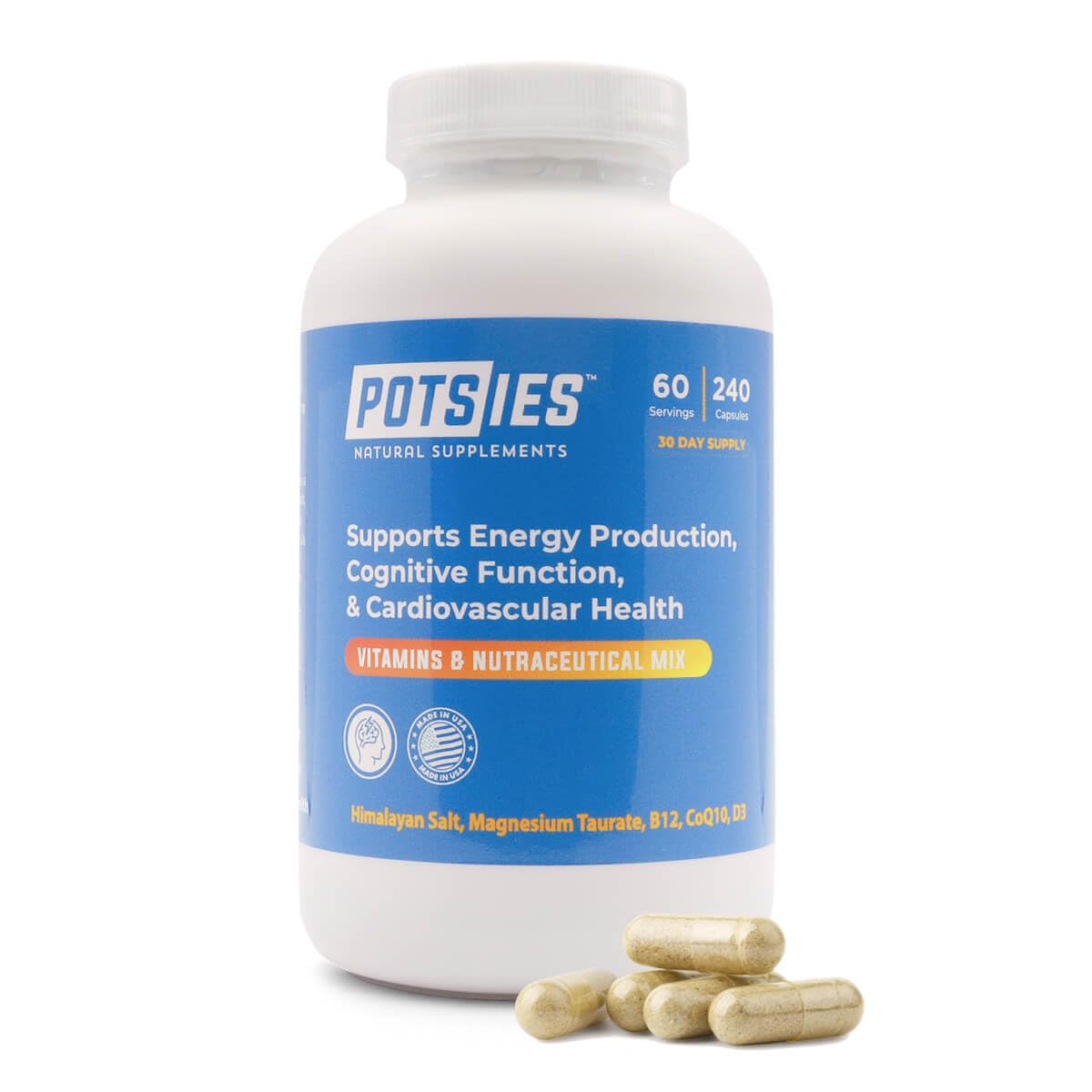 Potsies POTS Supplement Vitamin & Nutraceutical Mix Capsules for Pots Syndrome | POTS Management Essentials | 240 Capsules - 30 Day Supply PotsiesBuy Supplements Australia