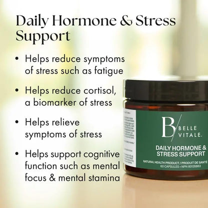 BODi Belle Vitale Daily Hormone & Stress Support - Ashwagandha & Rhodiola - Helps Combat Stress & Supports Healthy Cortisol Levels - Vitamin B12 Help Energy Metabolism & Immune Health - 60 Capsules BODiBuy Supplements Australia
