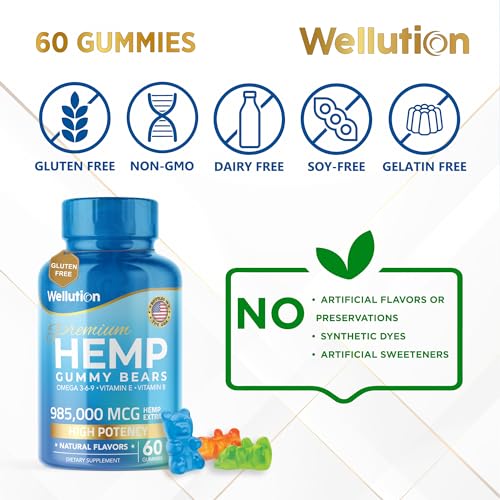 Wellution Hemp Gummies 985,000 High Potency - Fruity Gummy Bear with Hemp Oil WellutionBuy Supplements Australia