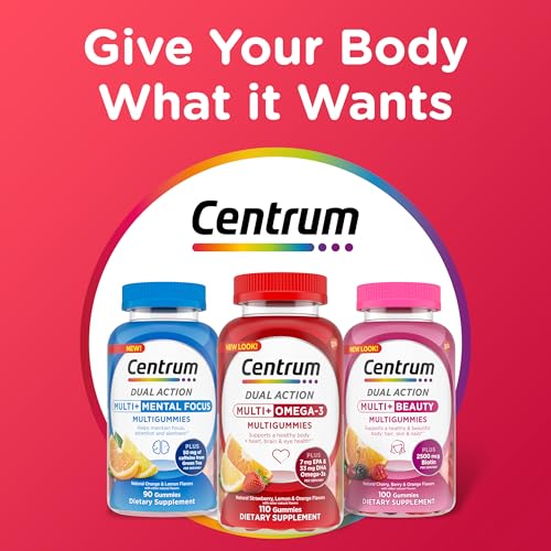 Centrum MultiGummies Multi+ Omega 3 Dual Action, Adult Multivitamin, Multivitamin/Multimineral/Omega 3 CentrumBuy Supplements Australia