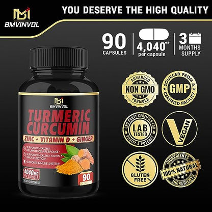 BMVINVOL Turmeric Curcumin Supplement 4040 mg - 95% Curcuminoids with Ginger BMVINVOLBuy Supplements Australia