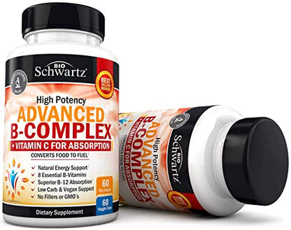 Vitamin B Complex with Vitamin C for Maximum Absorption - Methylcobalamin b12 BioSchwartzBuy Supplements Australia