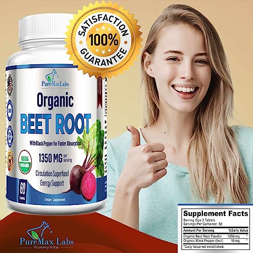 YUMMYVITE Organic Beet Root Powder Tablets - 1350mg with Black Pepper for Faster YUMMYVITEBuy Supplements Australia