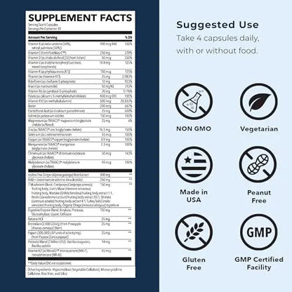 LifeSeasons Men's Multivitamin – High Potency with 21 Vitamins & Minerals, PureWay-C®, NAD+, Active B-Vitamins, TRAACS® Chelates LifeSeasons