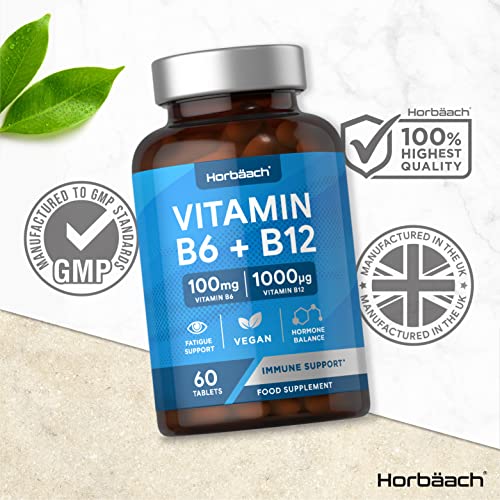 Vitamin B6 and B12 Tablets High Strength | 60 Count | with 100mg of Vitamin B6 HorbäachBuy Supplements Australia