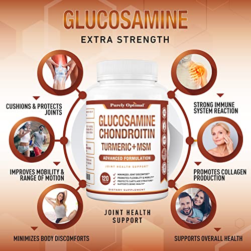 Purely Optimal Premium Glucosamine Chondroitin MSM Supplement Tablets w/Turmeric Purely OptimalBuy Supplements Australia