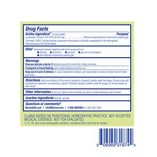 Boiron Lycopodium Clavatum 30C Homeopathic Medicine for Relief from Bloating, Gas Relief BoironBuy Supplements Australia