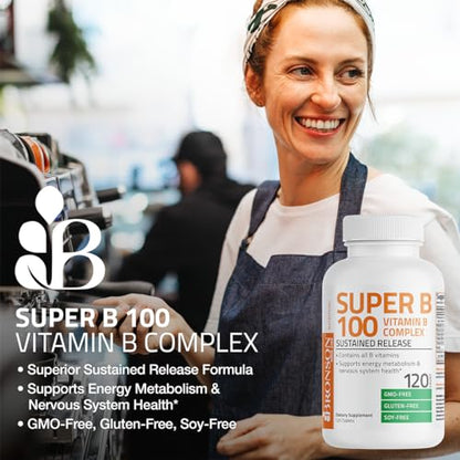 Bronson Vitamin B 100 Complex High Potency Sustained Release (Vitamin B1, B2, B3, B6) BronsonBuy Supplements Australia