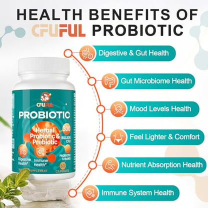 Probiotics for Women & Men - 300 Billion CFU & 24 Strains Probiotic with 15 Organic Herbs CfufulBuy Supplements Australia