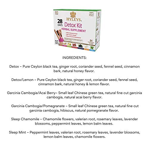 Hyleys Detox Tea for Cleanse and Weight Loss - 28 Day Kit - 84 Tea Bags (9 Pack) HYLEYSBuy Supplements Australia