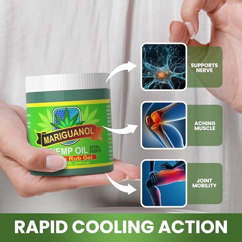 MARIGUANOL Extra Strong Muscle Rub Gel with Hemp Oil, Menthol & Camphor – Cooling, Fast-Absorbing Topical Gel for Post-Workout Active Lifestyles – Net Wt. (9 Ounce) MARIGUANOLBuy Supplements Australia