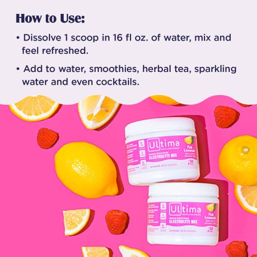 Ultima Replenisher Electrolyte Hydration Drink Mix, Pink Lemonade, 30 Serving Tub Ultima ReplenisherBuy Supplements Australia