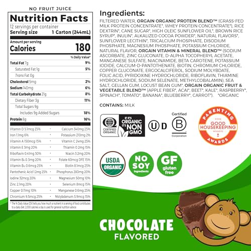 Orgain Organic Kids Nutritional Protein Shake, Chocolate - Kids Snacks with 8g Dairy OrgainBuy Supplements Australia