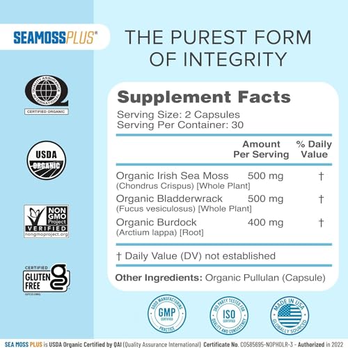 Power By Naturals Sea Moss Plus - USDA Certified Organic Wildcrafted Irish Seamoss Power By NaturalsBuy Supplements Australia