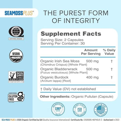 Power By Naturals Sea Moss Plus - USDA Certified Organic Wildcrafted Irish Seamoss Power By NaturalsBuy Supplements Australia