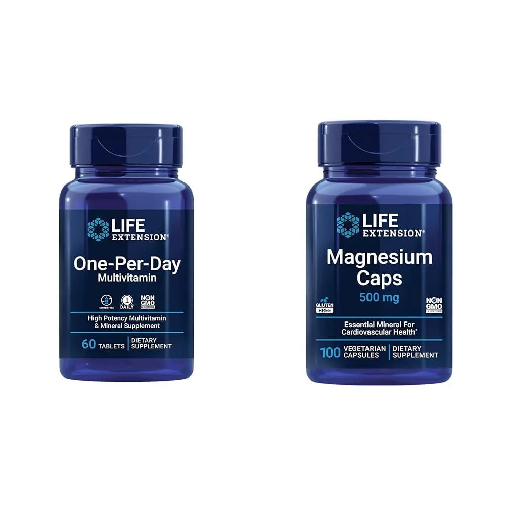 Life Extension One-Per-Day Multivitamin – Packed with Over 25 Vitamins, Minerals & Plant Extracts & Magnesium Caps, 500 mg, Magnesium Oxide, Citrate, Succinate, Heart Health Life ExtensionBuy Supplements Australia