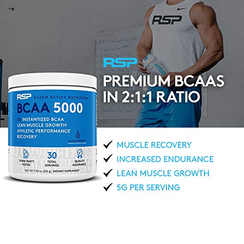 RSP BCAA 5000 (30 Serv), Premium BCAA Capsules for Post Workout Muscle Recovery, Endurance & Energy, 5g of Essential Branched Chain Amino Acids Per Serving (Packaging May Vary)